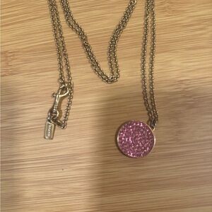 Coach pave Pink Glitter Pendant Necklace